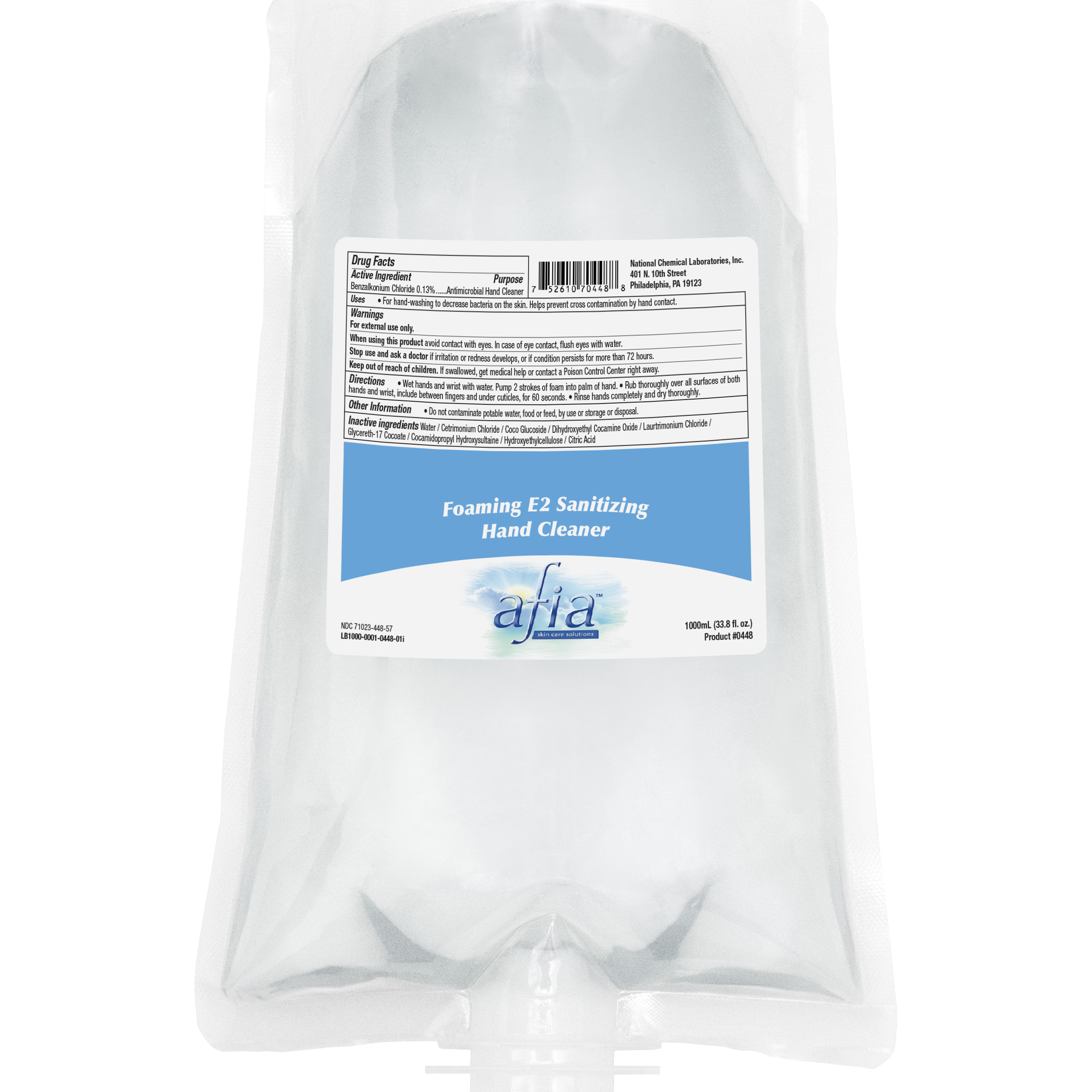  Afia Foaming E2 Sanitizing Hand Cleaner 6 x Case (NCL0448-57) 