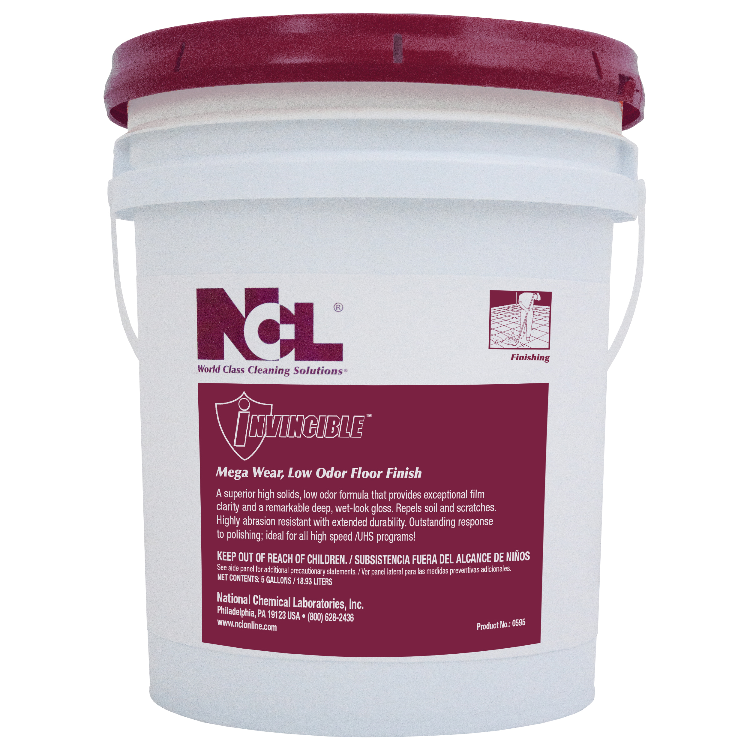  INVINCIBLE Mega Wear Low Odor Floor Finish 5 Gal. Pail (NCL0595-21) 