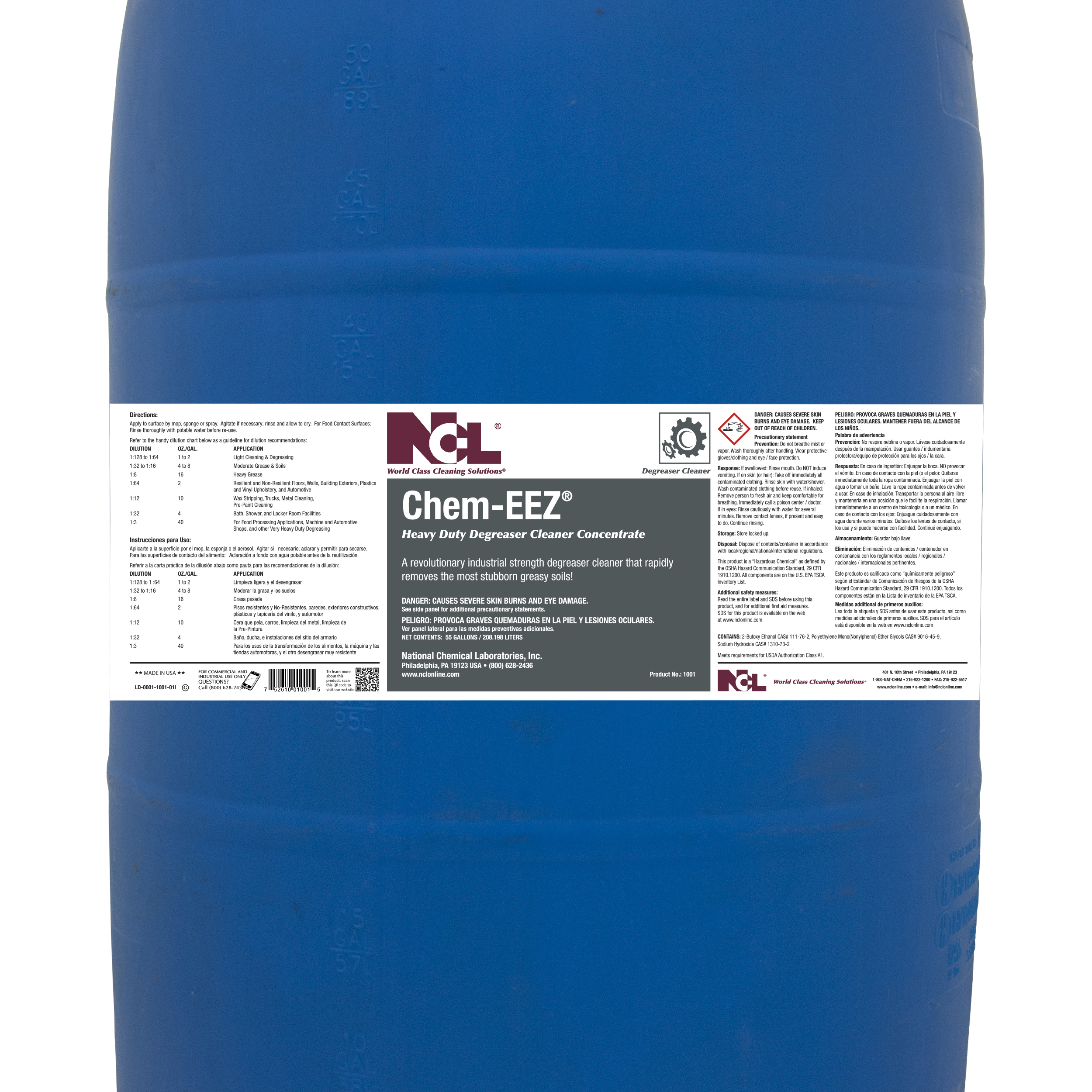  CHEM-EEZ Heavy Duty Degreaser Cleaner 55 Gallon Drum (NCL1001-18) 