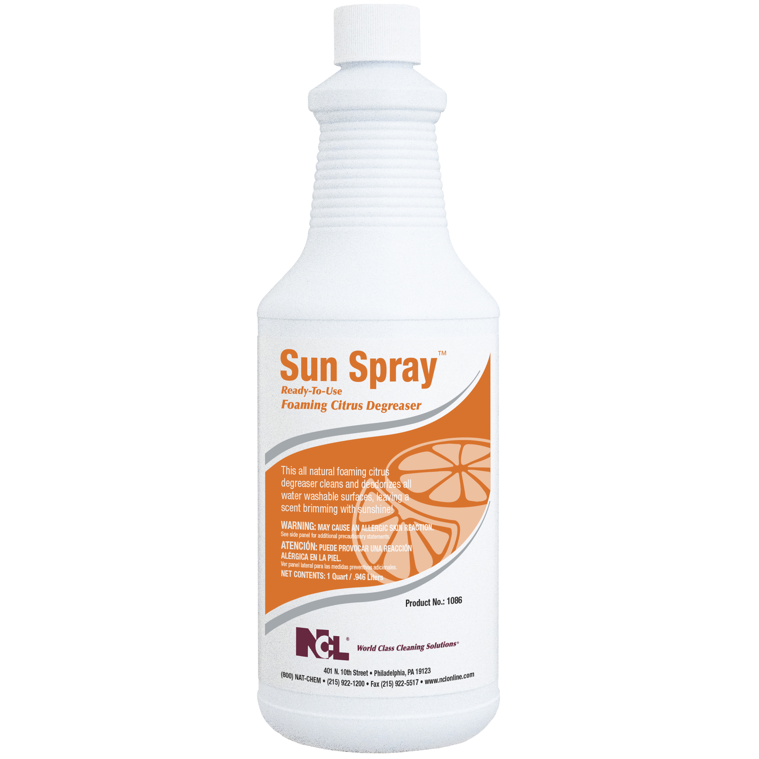  SUN SPRAY Ready-To-Use Foaming Citrus Degreaser 12/32 oz (1 Qt.) Case (NCL1086-36) 