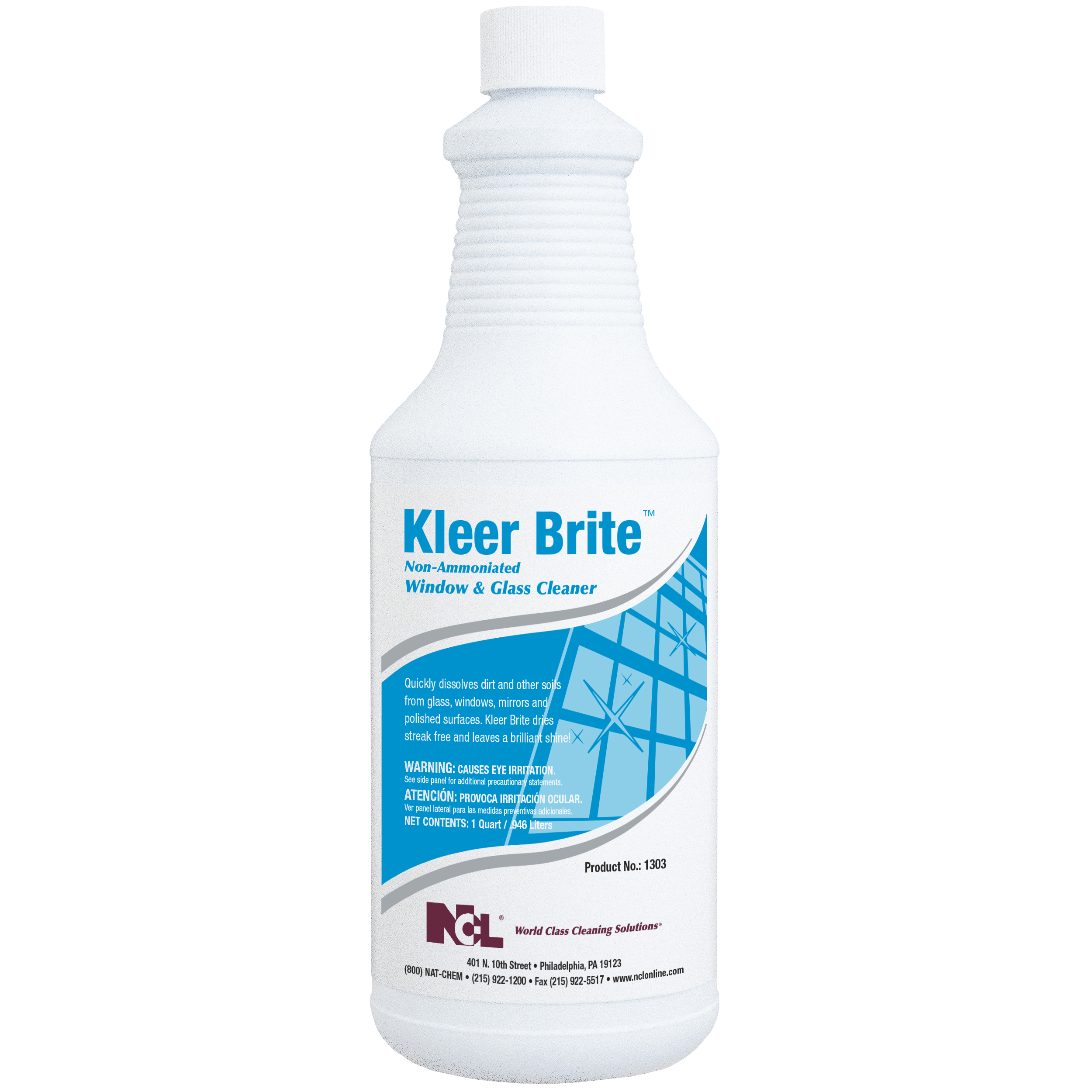  KLEER BRITE Non-Ammoniated Window & Glass Cleaner 12/32 oz (1 Qt.) Case (NCL1303-36) 