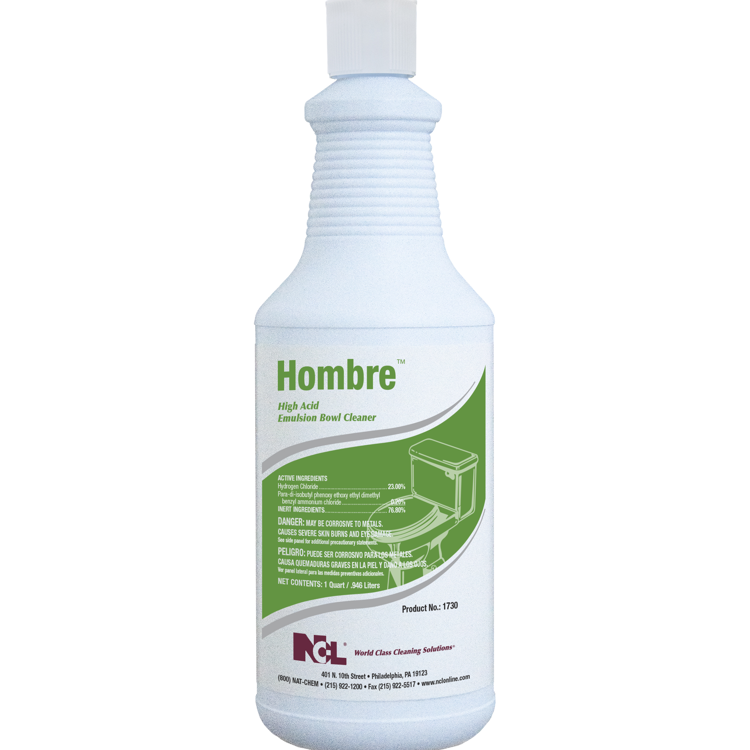  HOMBRE High Acid Emulsion Bowl Cleaner 12/32 oz (1 Qt.) Case (NCL1730) 