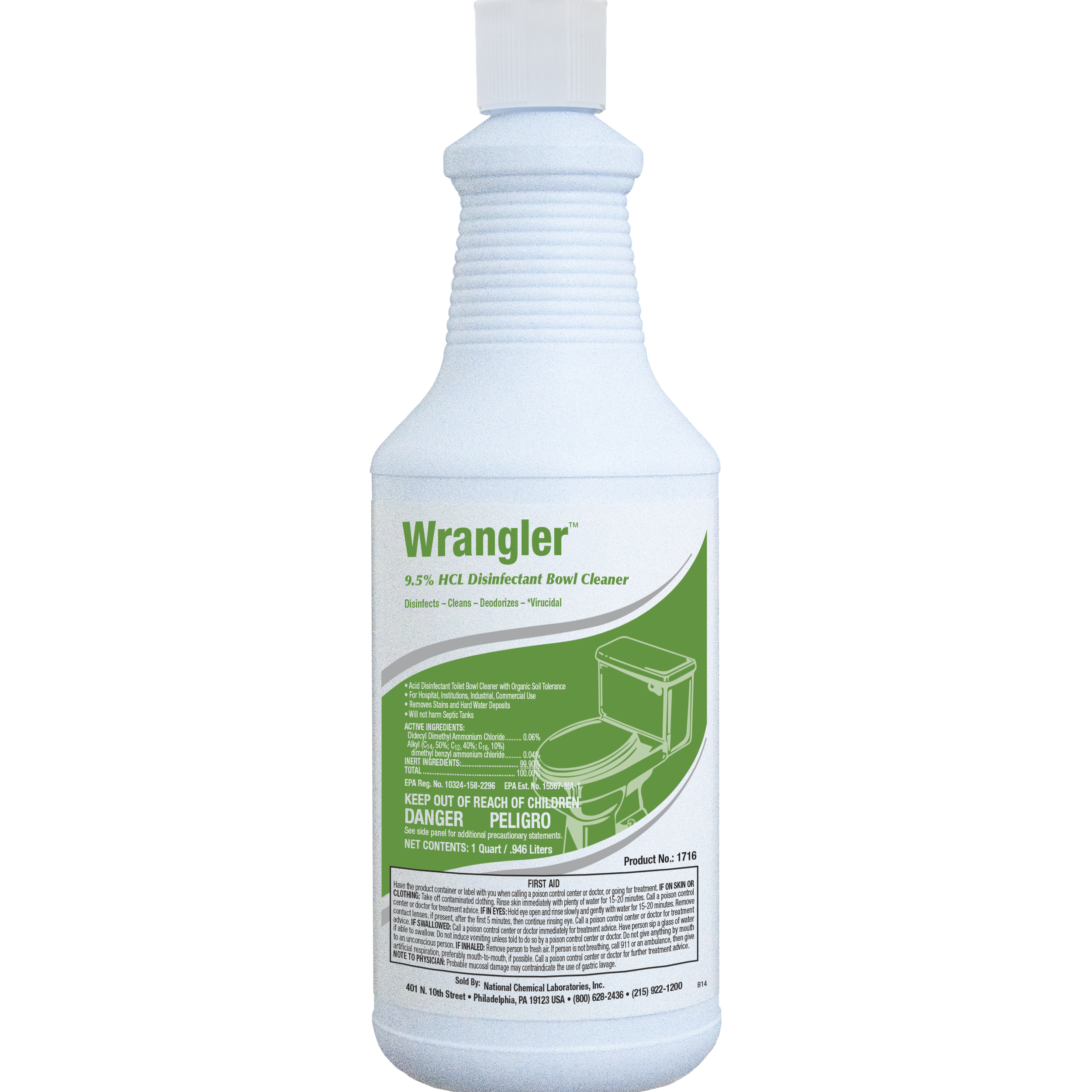  WRANGLER Disinfectant Bowl & Porcelain Cleaner 12/32 oz (1 Qt.) Case (NCL1735) 