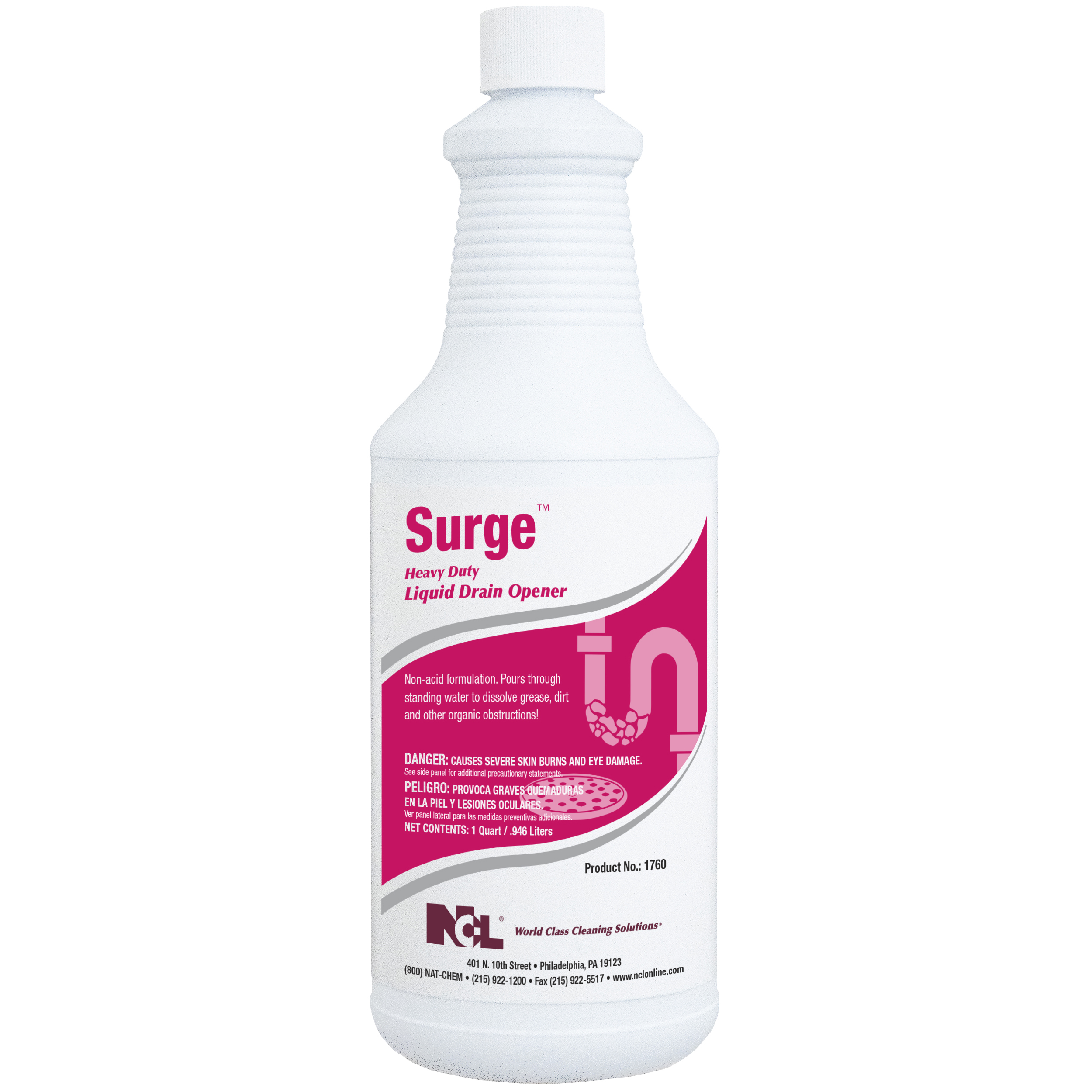  SURGE Heavy Duty Liquid Drain Opener 12/32 oz (1 Qt.) Case (NCL1760-45) 