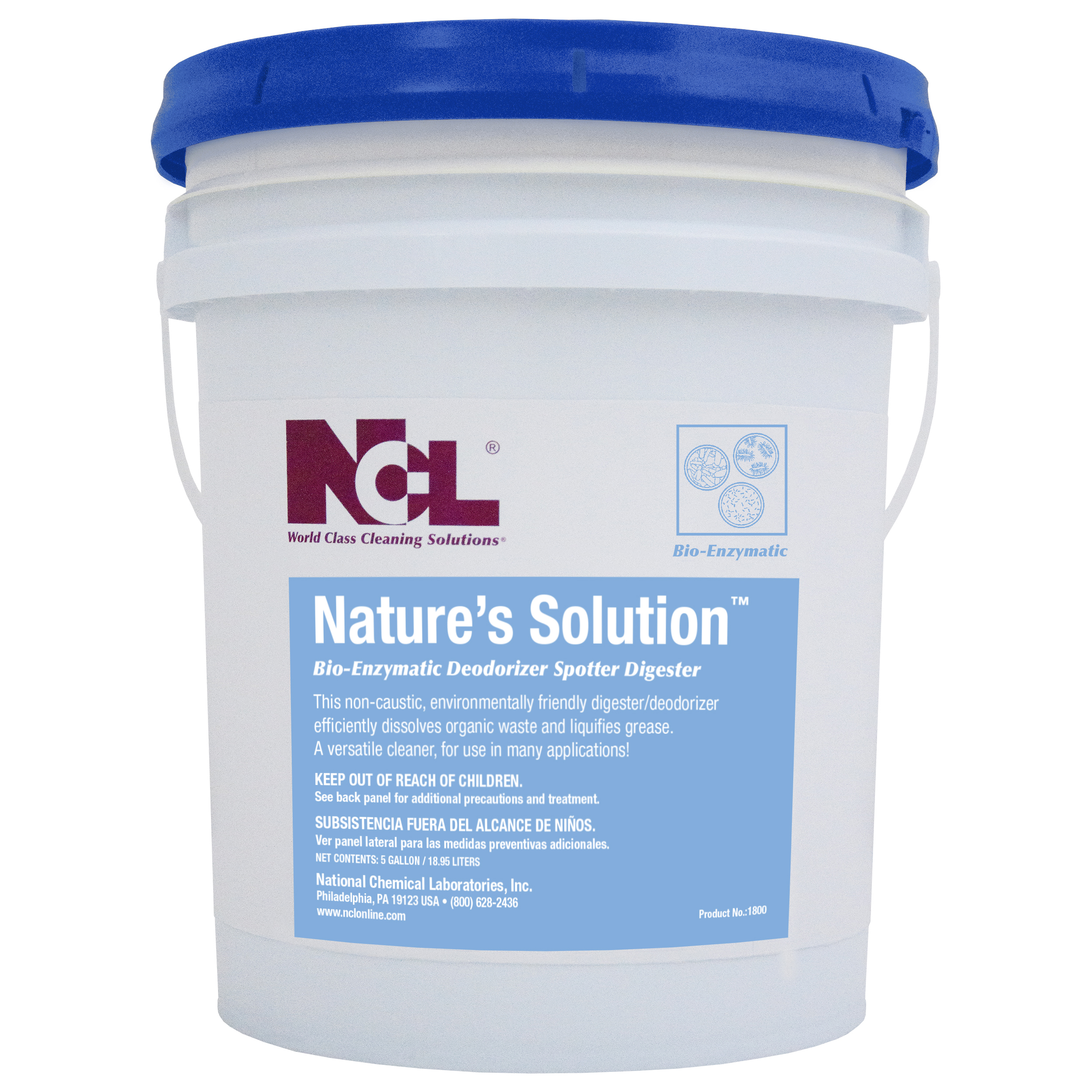  NATURE'S SOLUTION Bio-Enzymatic Deodorizer / Spotter / Digester 5 Gal. Pail (NCL1800-21) 