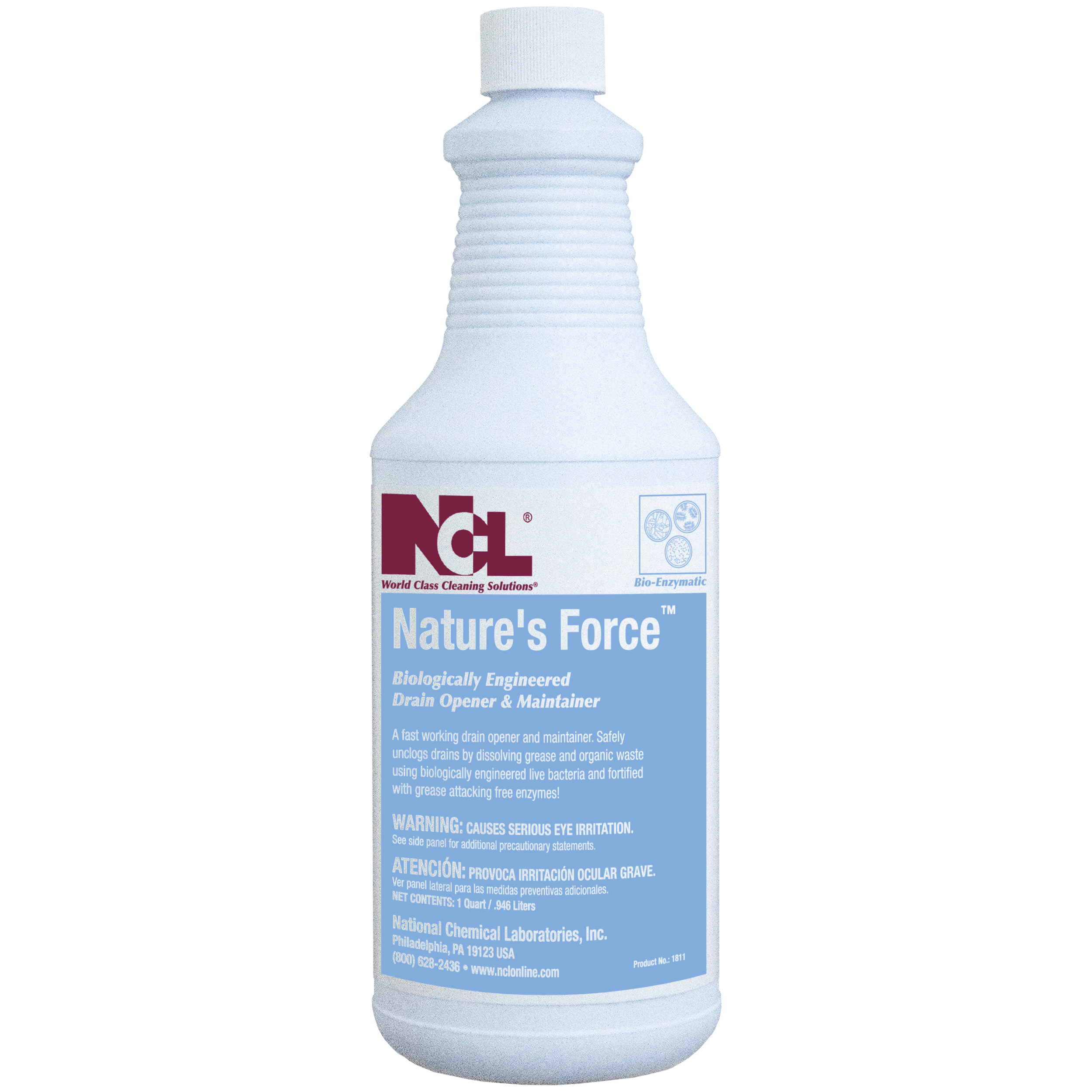  NATURE'S FORCE Bio-Enzymatic Drain Opener and Maintainer 12/32 oz (1 Qt.) Case (NCL1811-45) 