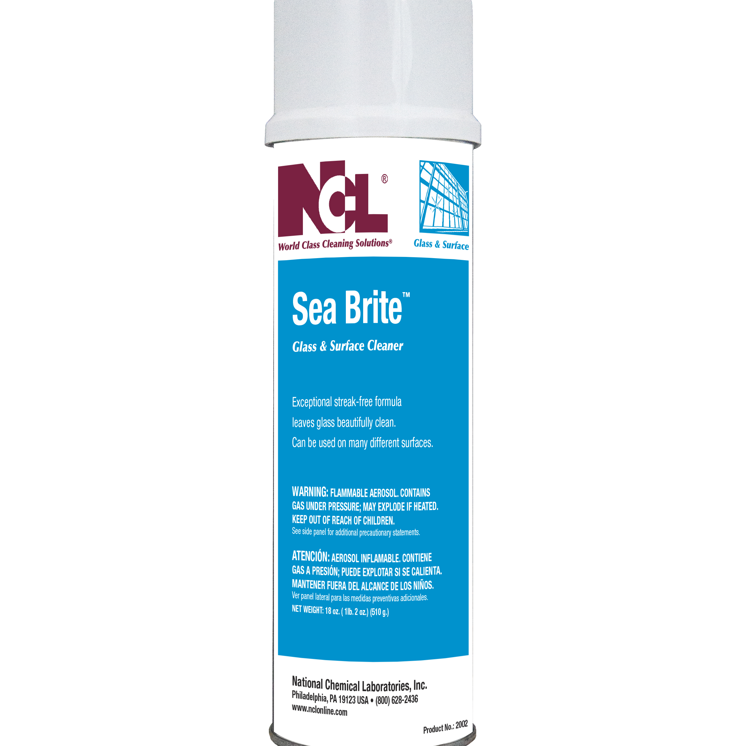  SEA BRITE Glass & Surface Cleaner, aerosol 12/18 oz Aerosol Case (NCL2002) 