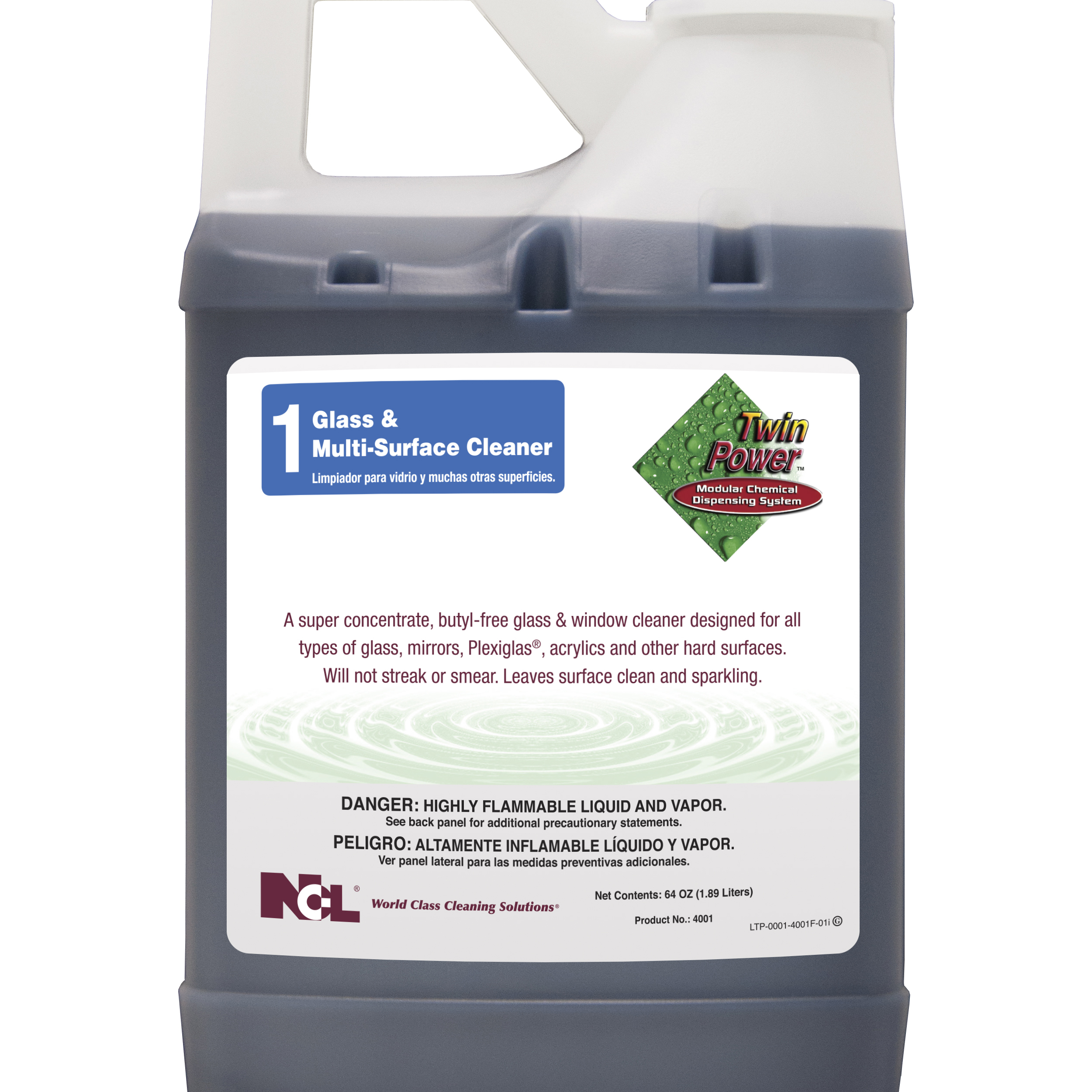  TWIN POWER #1 GLASS & MULTI-SURFACE CLEANER 6/64 oz Case (NCL4001-65) 