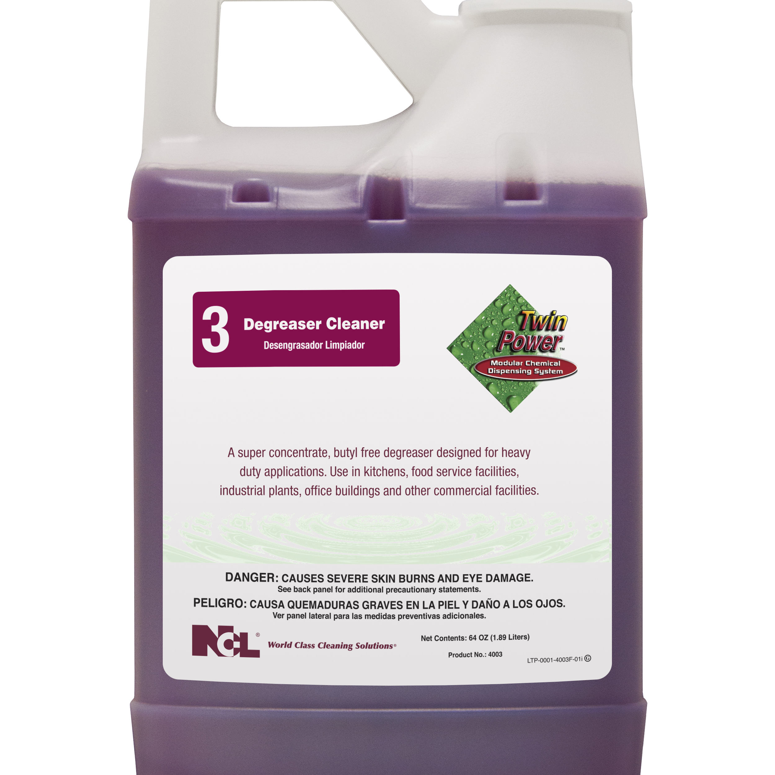  TWIN POWER #3 HEAVY DUTY NON-BUTYL DEGREASER CLEANER 6/64 oz Case (NCL4003-65) 
