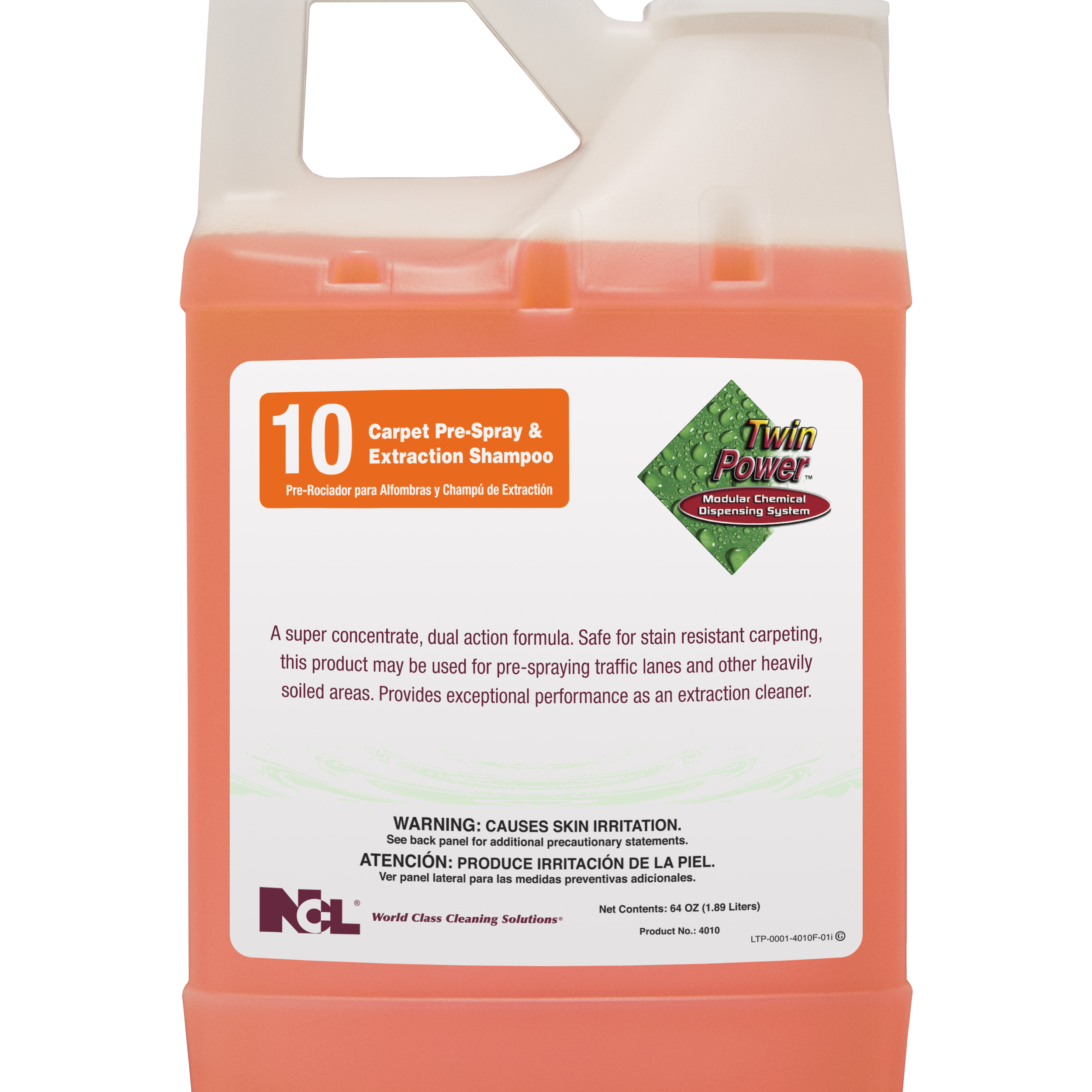  TWIN POWER #10 HEAVY DUTY CARPET EXTRACTION CLEANER 6/64 oz Case (NCL4010-65) 