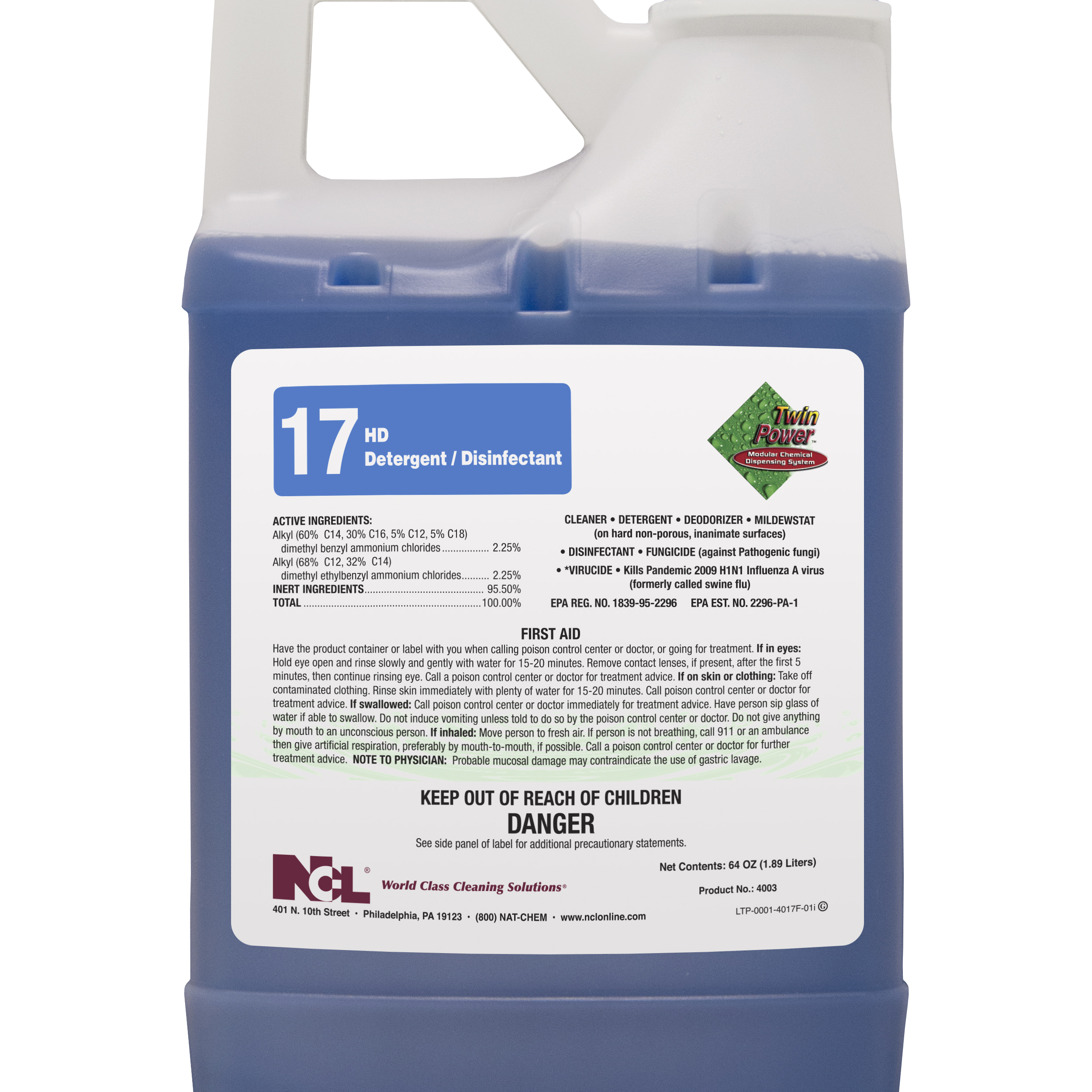  TWIN POWER #17 HD DETERGENT/DISINFECTANT 6/64 oz Case (NCL4017-65) 