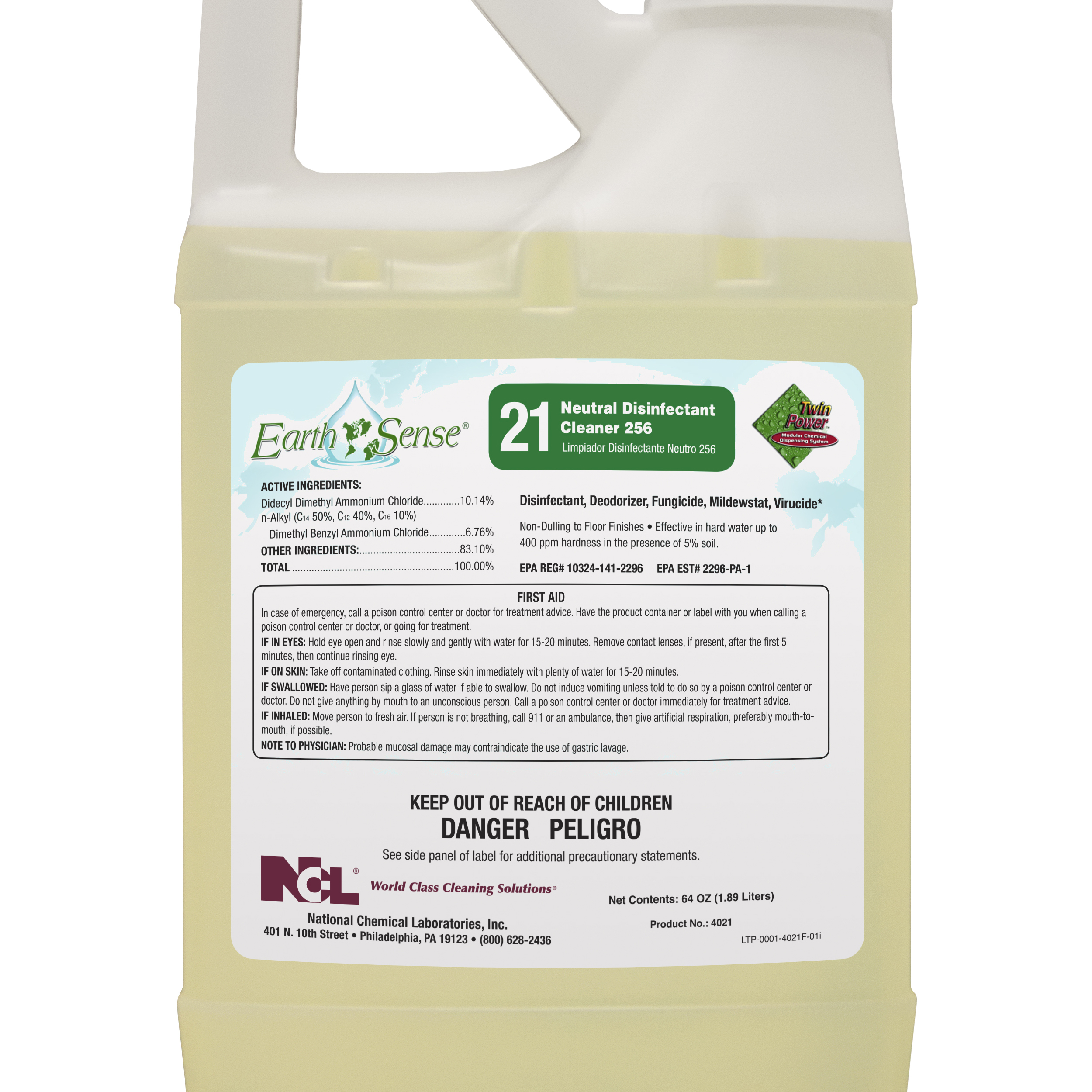  Earth Sense #21 NEUTRAL DISINFECTANT CLEANER 256 6/64 oz Case (NCL4021-65) 