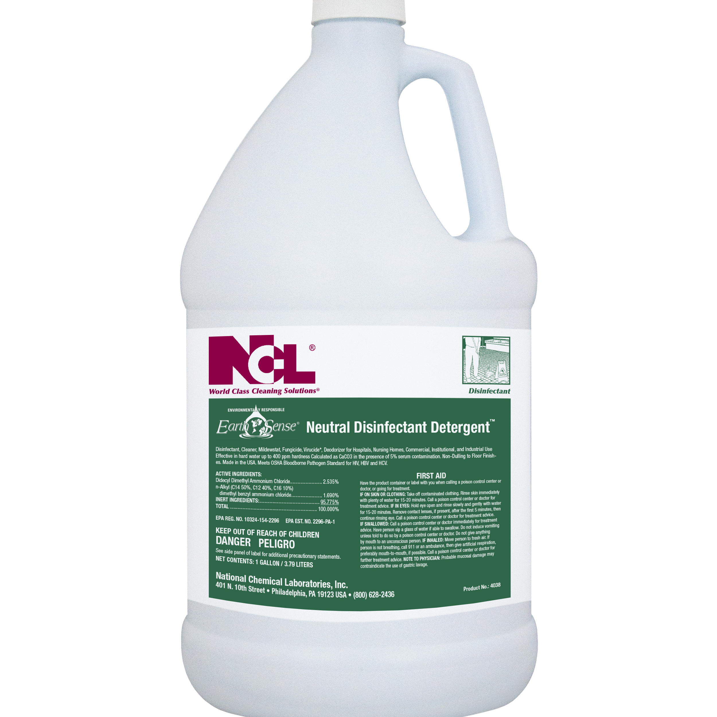  Earth Sense NEUTRAL DISINFECTANT DETERGENT 4/1 Gal. Case (NCL4038-29) 